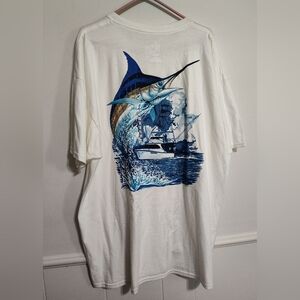 Guy Harvey Blue Water T Shirt White 2006 issue SS Marlin Fishing Boat Cotton NWT